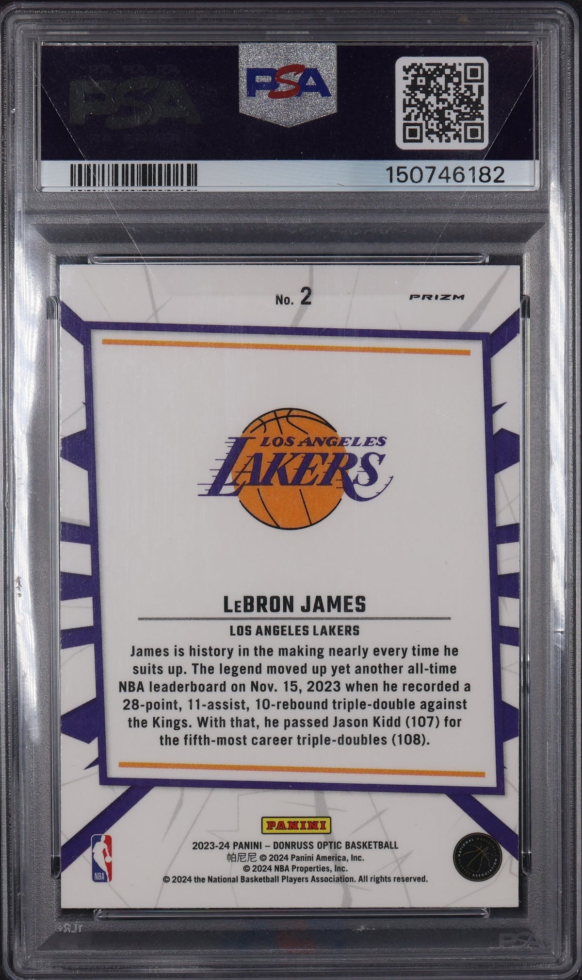 2023-24 Donruss Optic #2 LeBron James My House Holo PSA 10