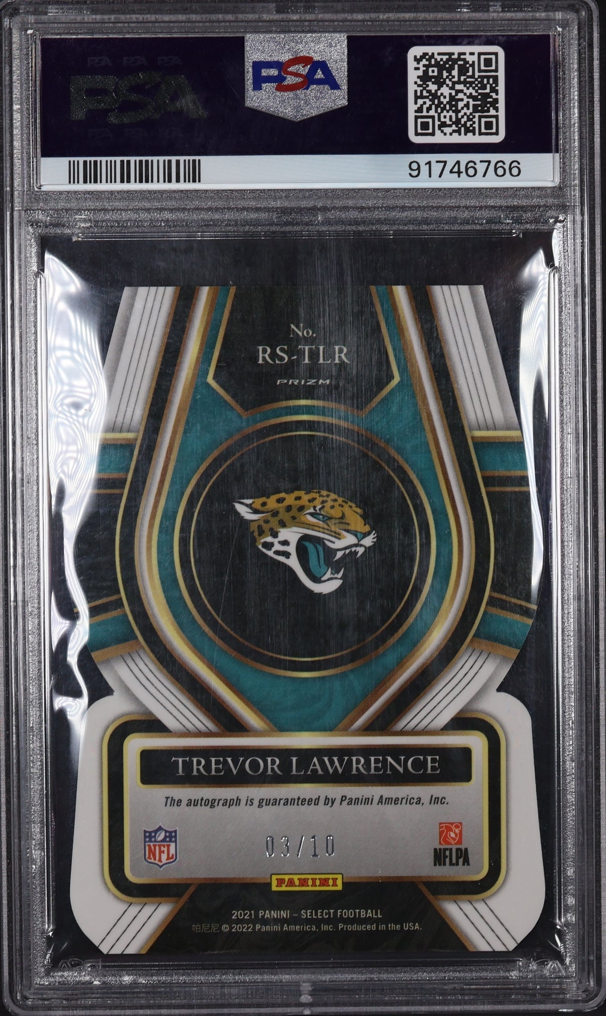 2021 Select #RS-TLR Trevor Lawrence Rookie Signatures Gold Prizm PSA 9 #/10