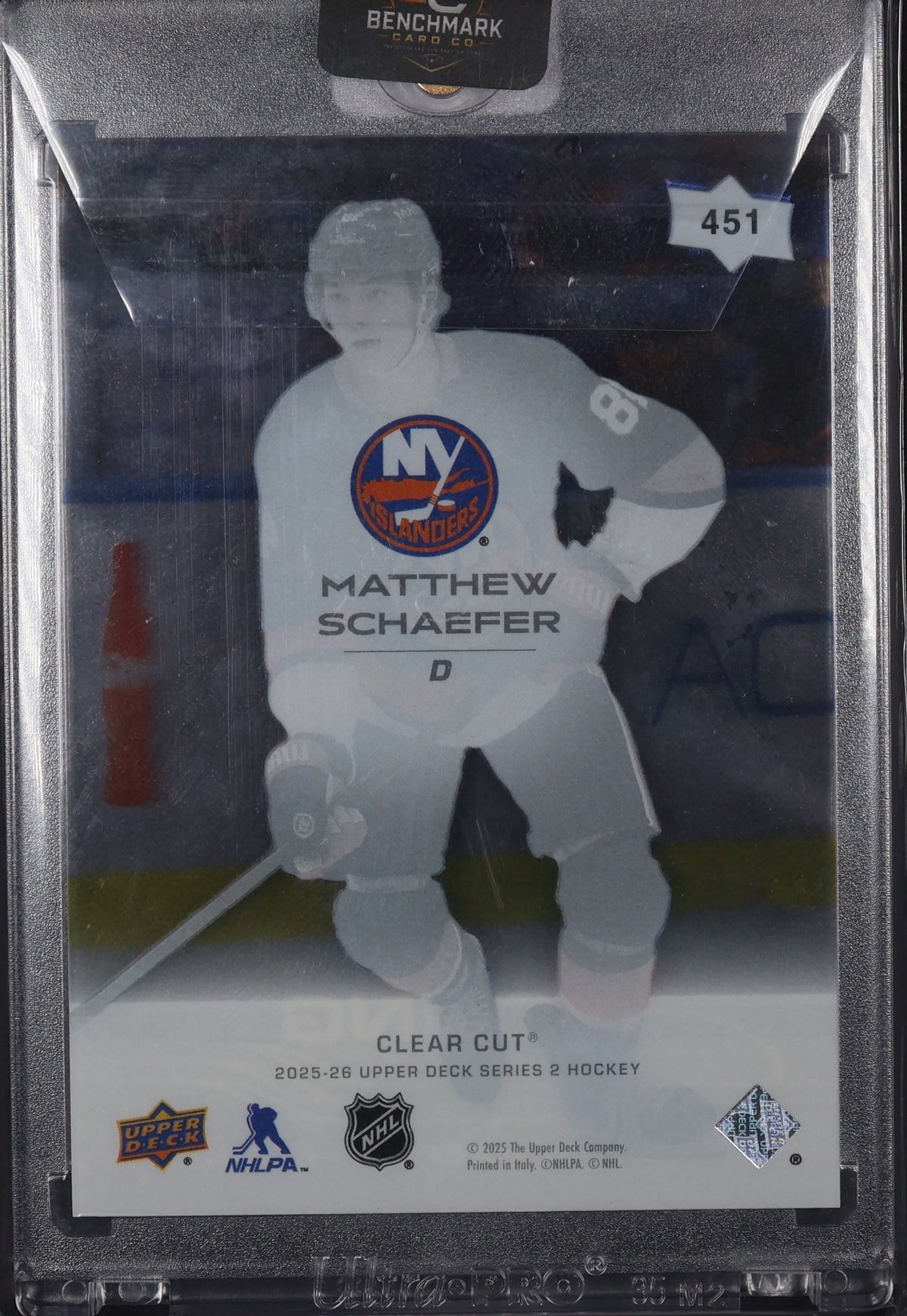 2025-26 Upper Deck #451 Matthew Schaefer Clear Cut