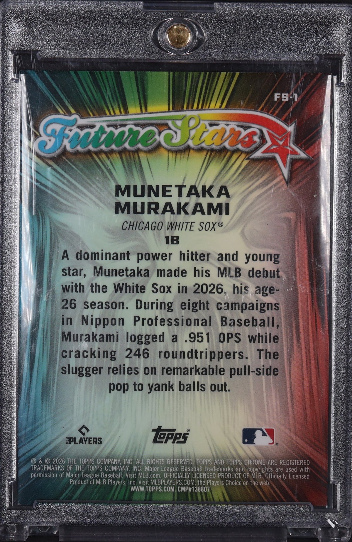 2026 Topps Chrome #FS-1 Munetaka Murakami Future Stars Gold Wave Refractors #/50