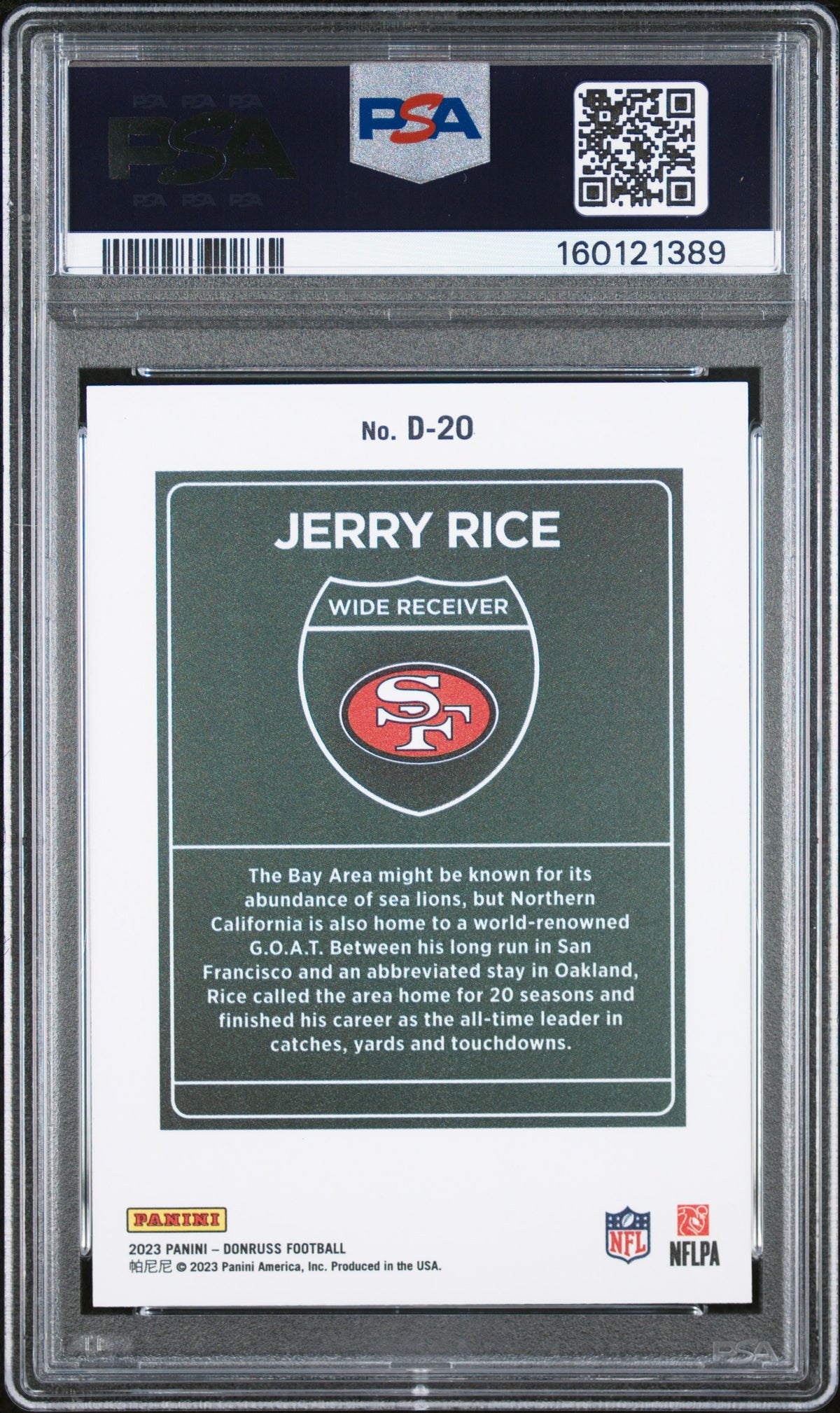 2023 Panini Donruss Downtown! #D20 Jerry Rice Downtown! PSA 9