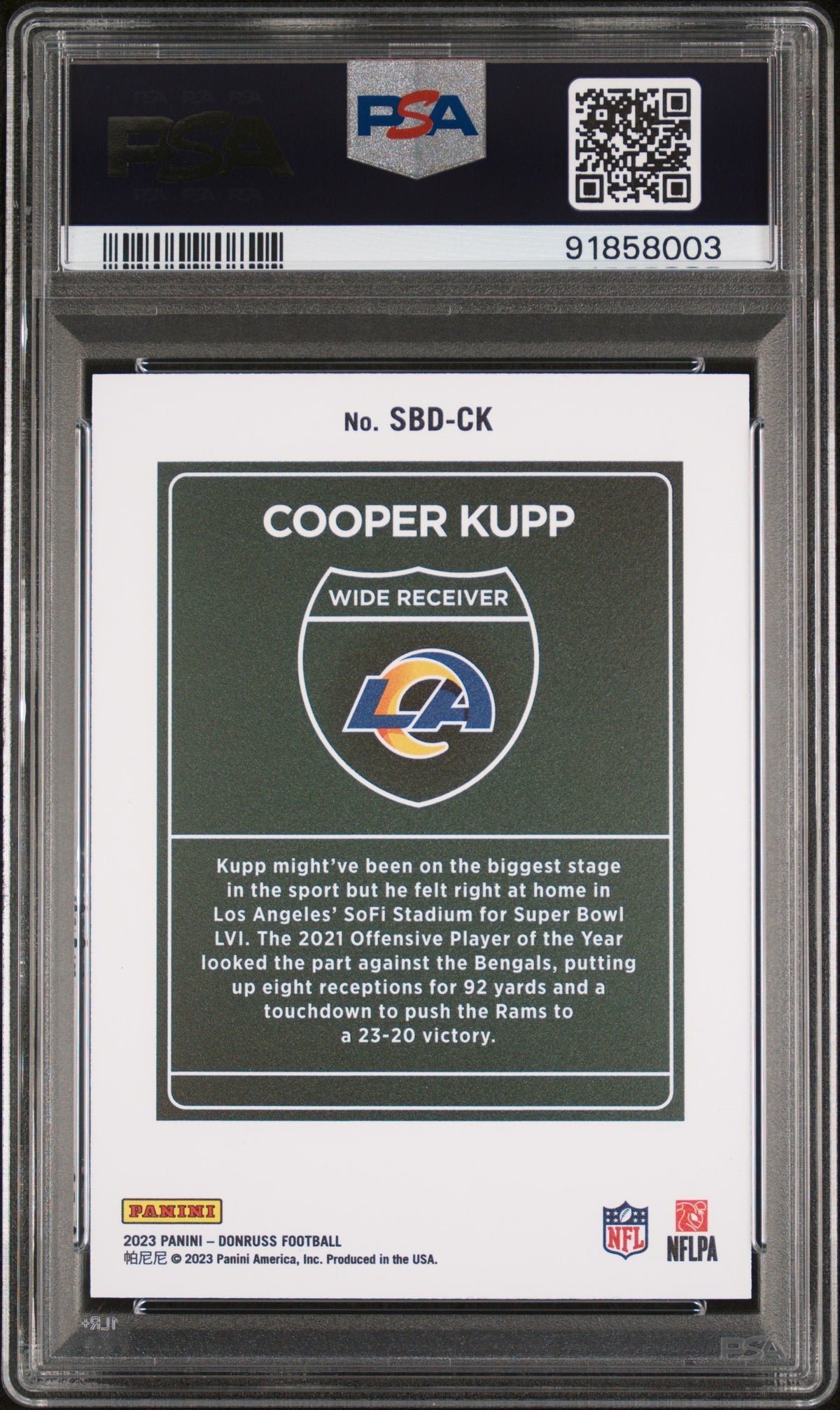 2023 Panini Donruss Super Bowl Downtown #SBDCK Cooper Kupp PSA 10