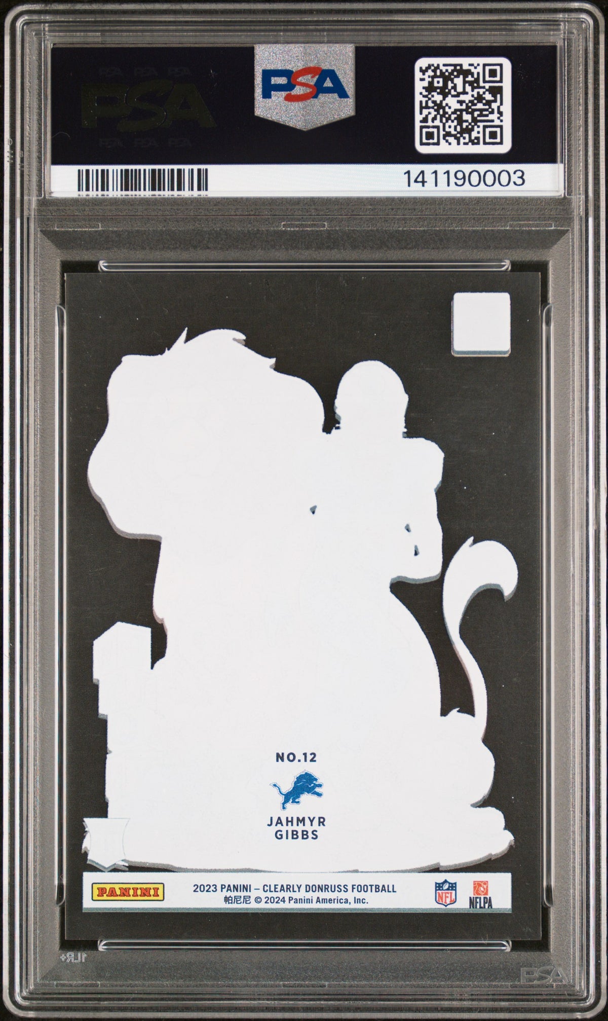 2023 Panini Clearly Donruss Downtown #12 Jahmyr Gibbs PSA 9