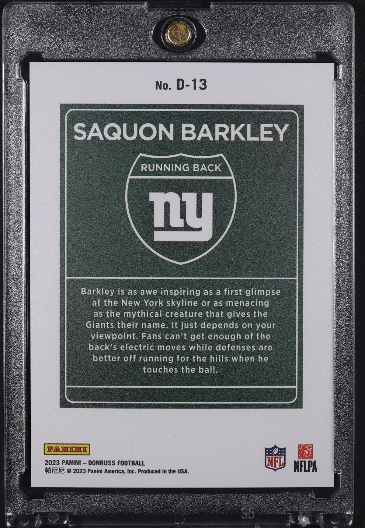 2023 Donruss #D-13 Saquon Barkley Downtown!