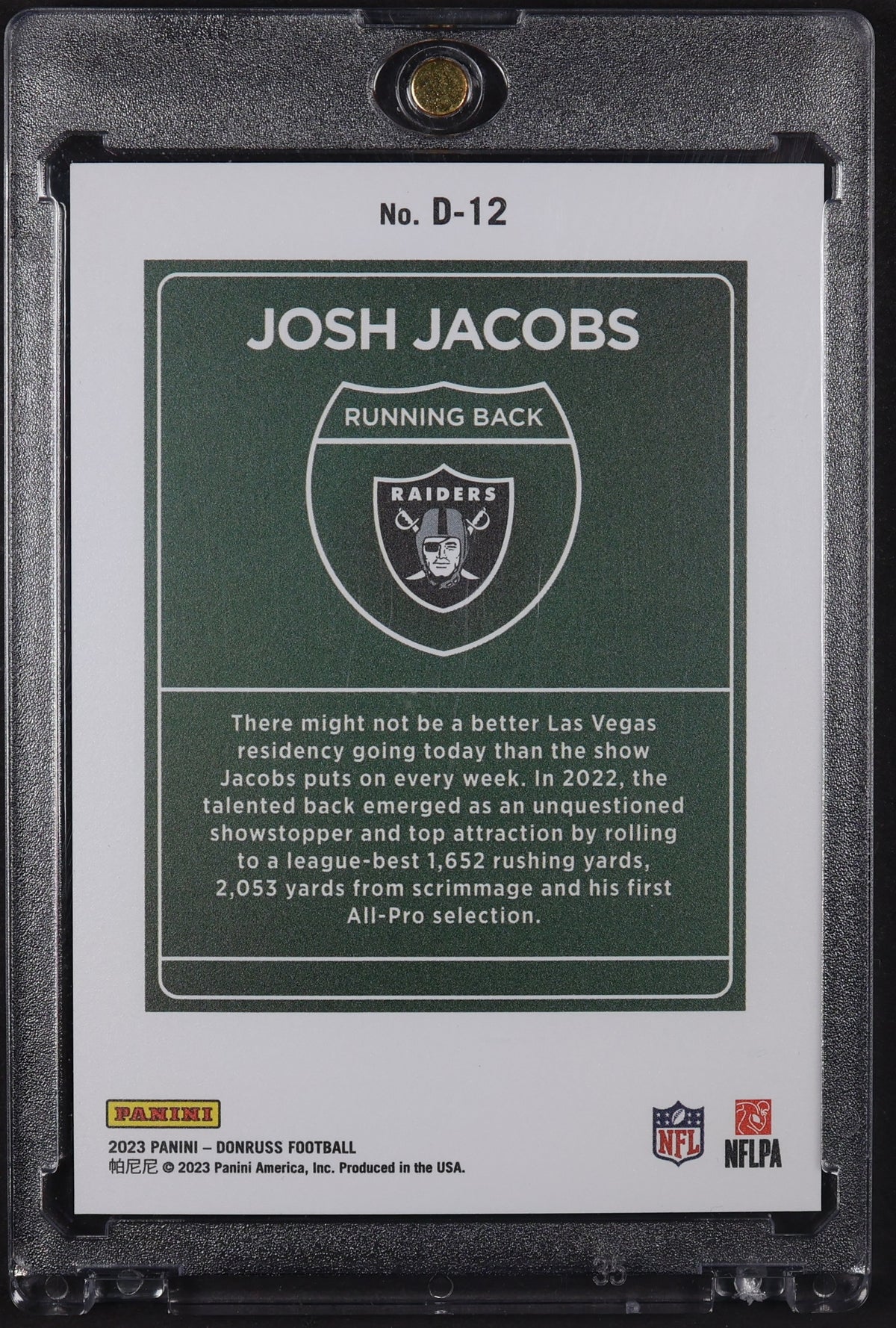 2023 Donruss #D-12 Josh Jacobs Downtown!