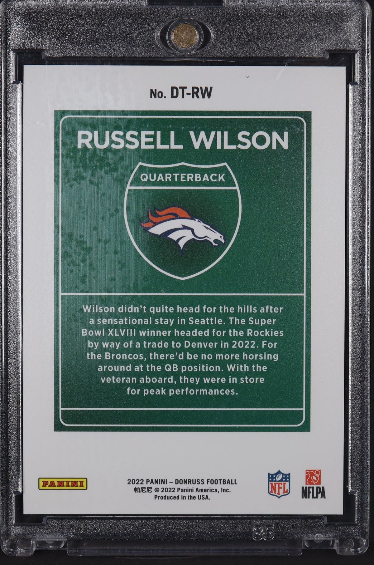 2022 Donruss #DT-RW Russell Wilson Downtown!