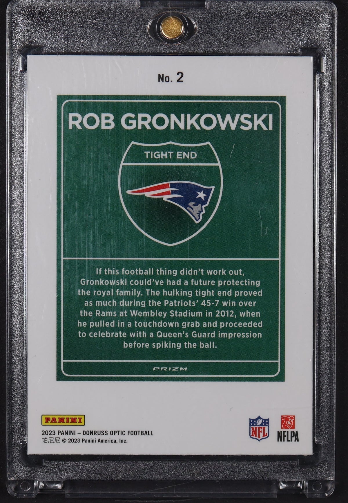 2023 Donruss Optic #2 Rob Gronkowski Downtown International