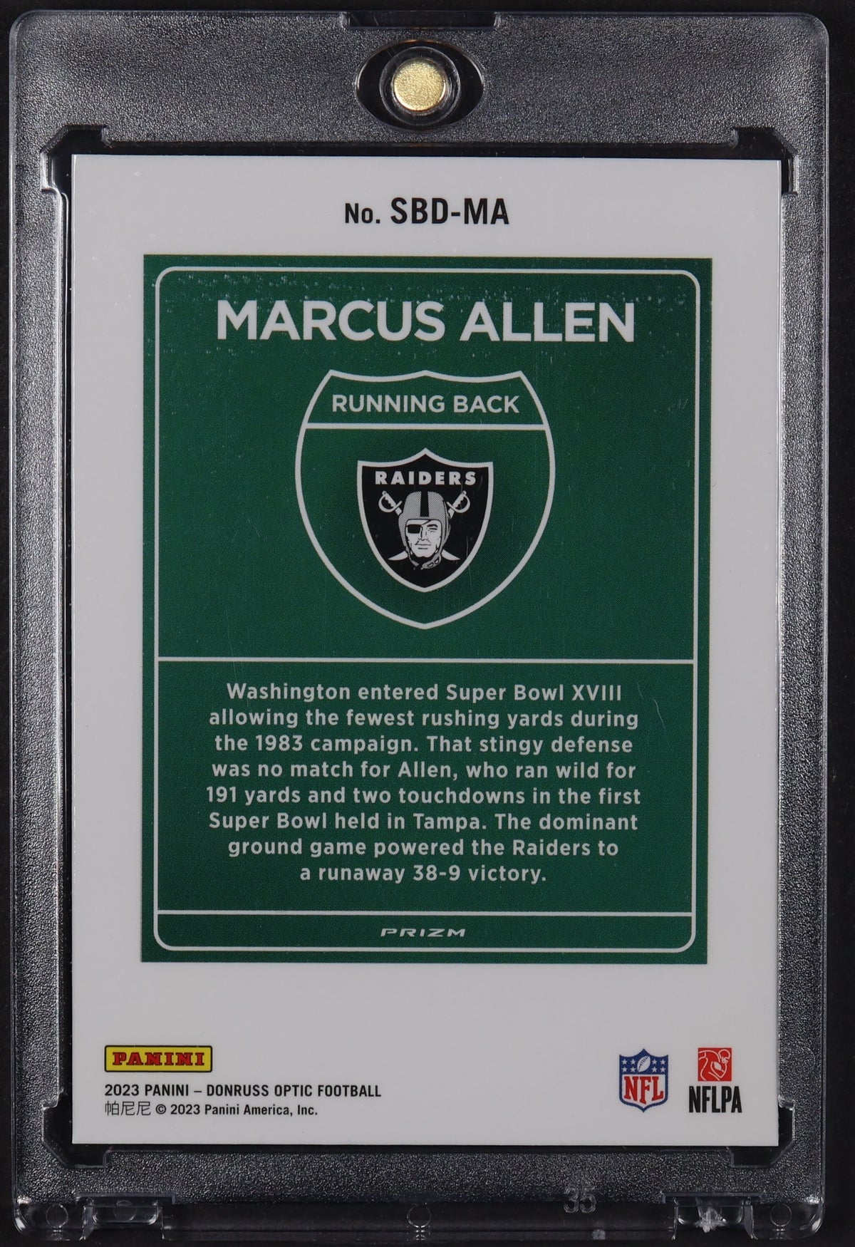 2023 Donruss Optic #SBD-MA Marcus Allen Downtown Super Bowl