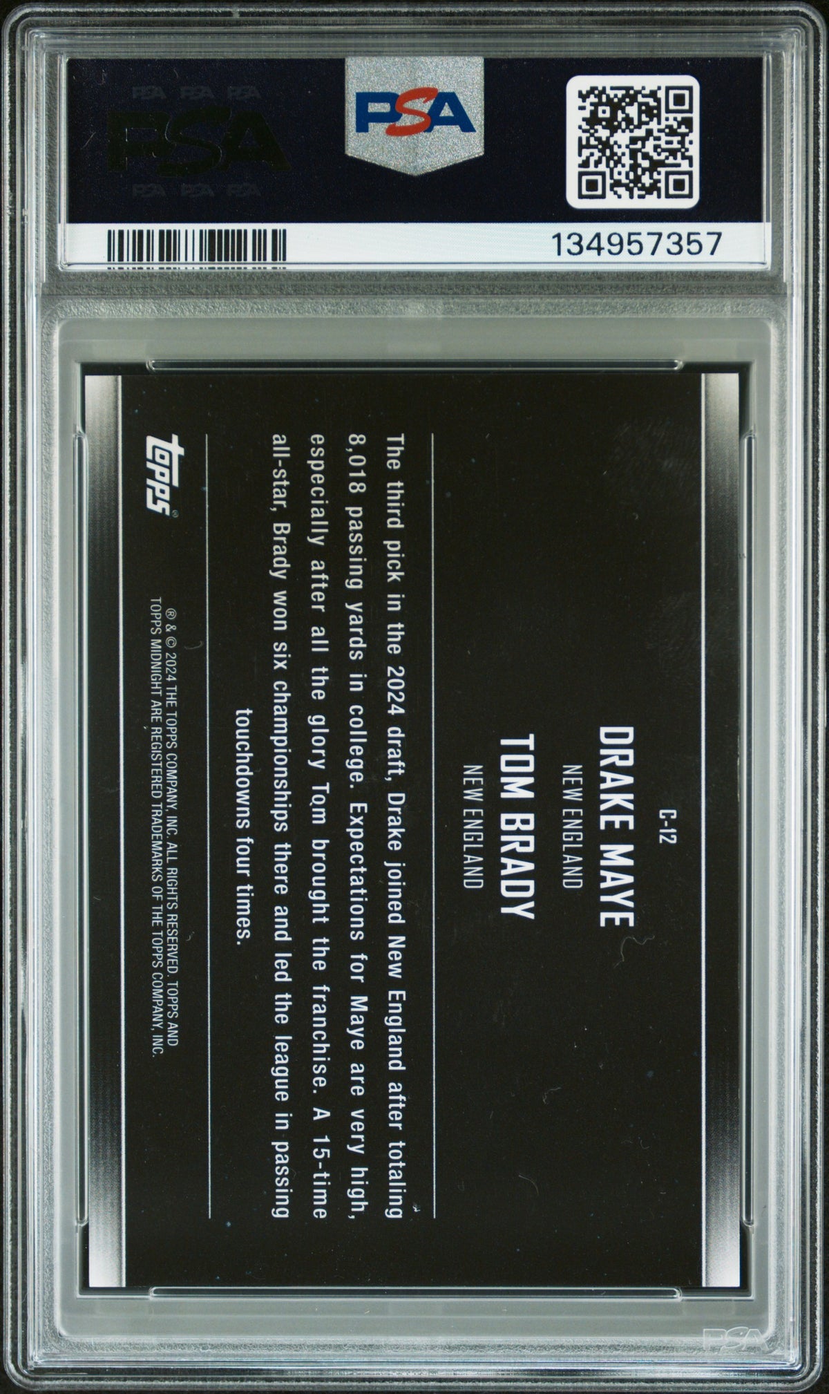 2024 Topps Midnight #C-12 Drake Maye / Tom Brady Constellations PSA 10 #/99