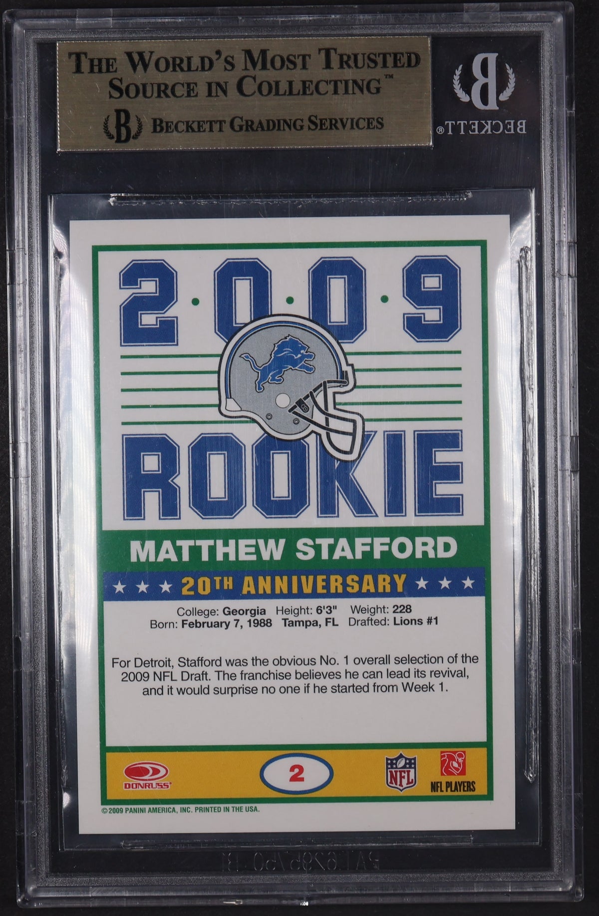 2009 Score National Convention VIP Promos #2 Matthew Stafford BGS 9.5