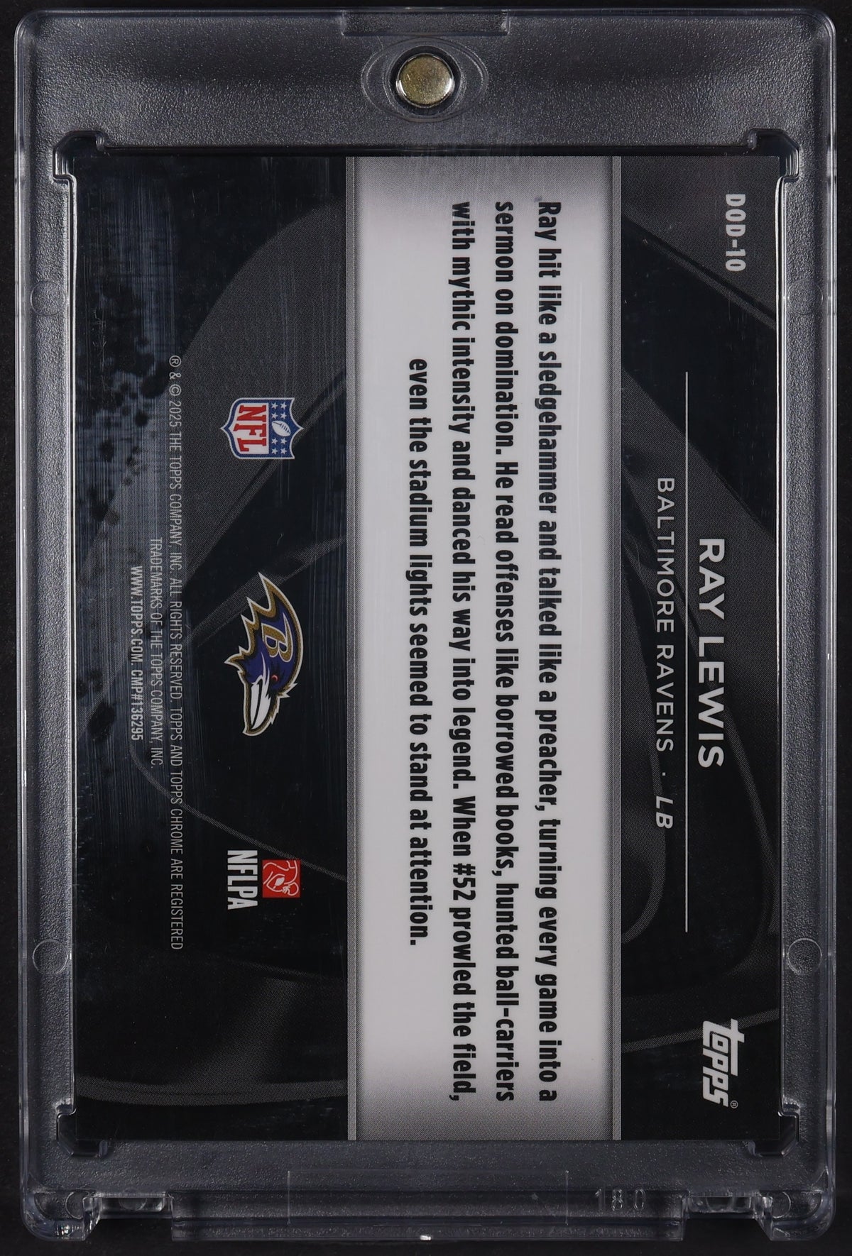 2025 Topps Chrome Black #DOD-10 Ray Lewis Depths of Darkness