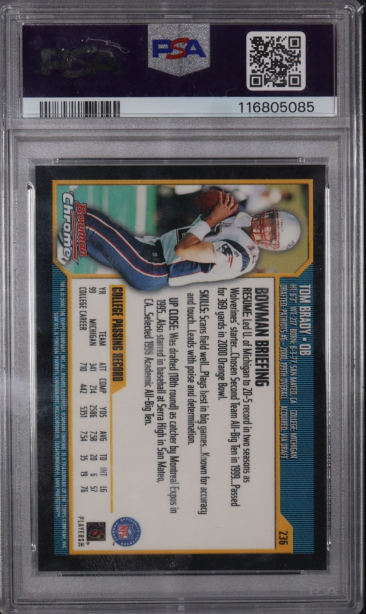 2000 Bowman Chrome #236 Tom Brady PSA 10