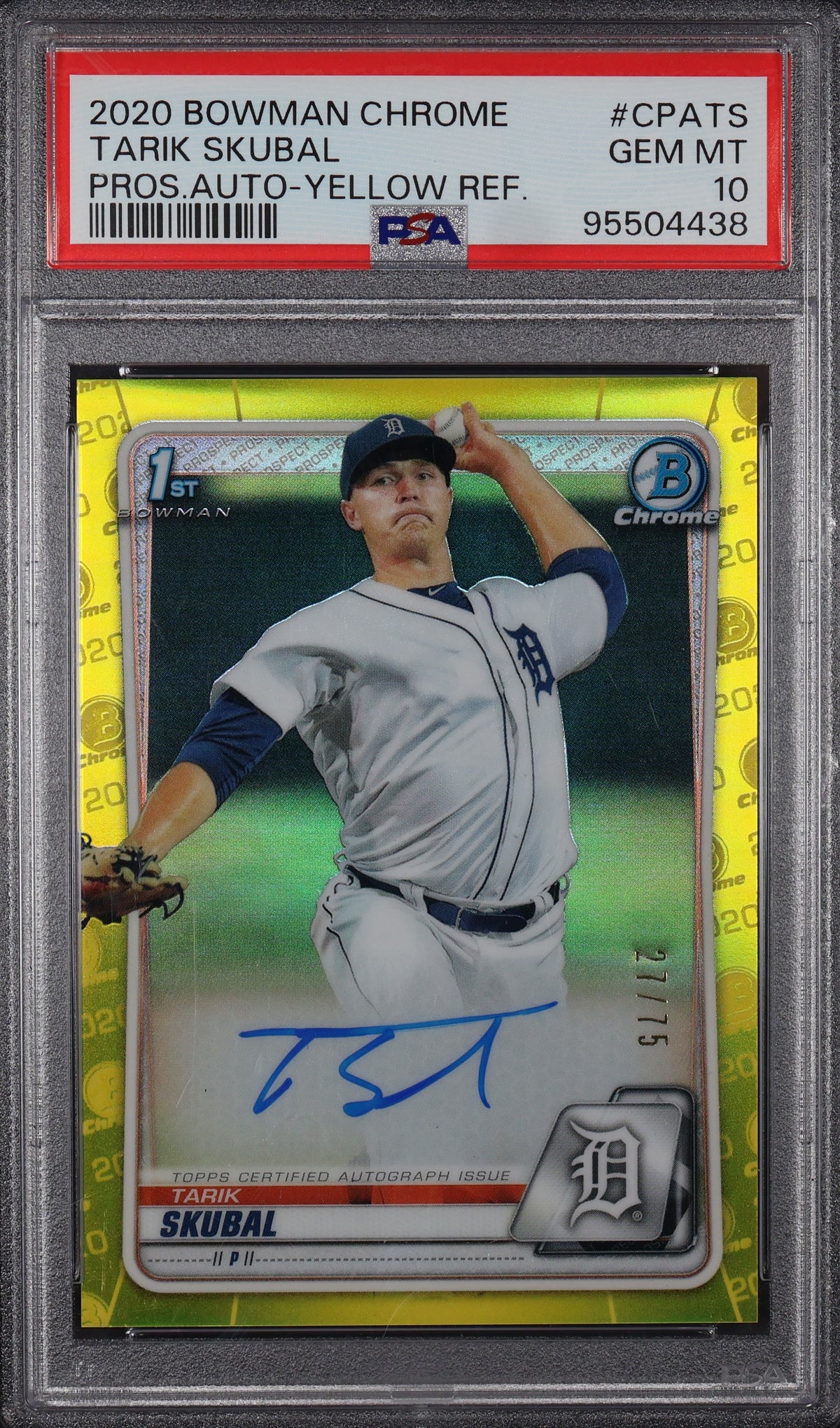 2020 Bowman #CPA-TS Tarik Skubal Chrome Prospect Auto Gold Refractor PSA 10 #/50