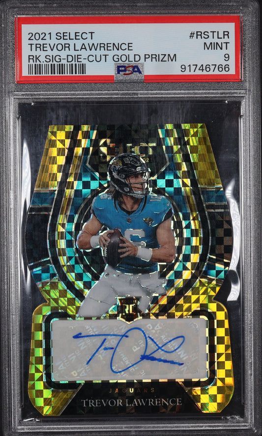 2021 Select #RS-TLR Trevor Lawrence Rookie Signatures Gold Prizm PSA 9 #/10
