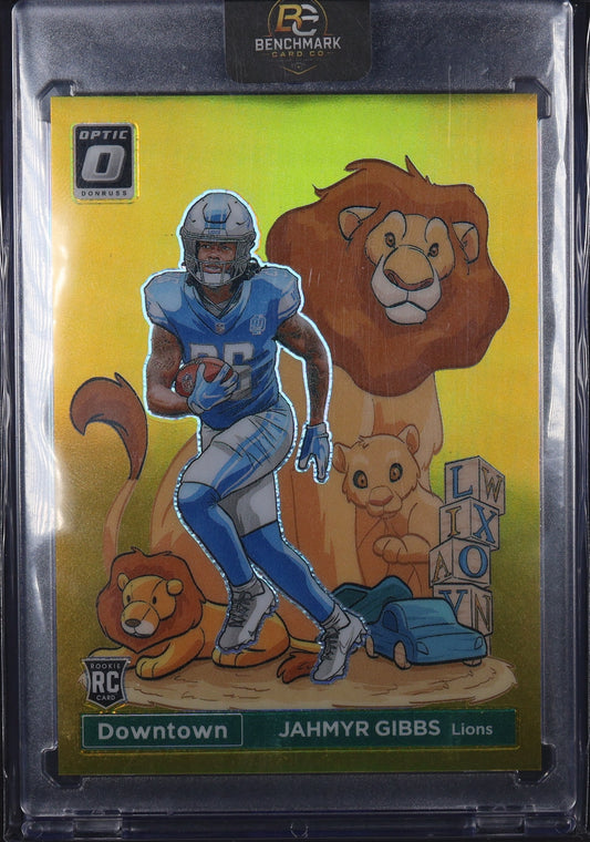 2023 Donruss Optic #D-11 Jahmyr Gibbs Downtown Gold #/10