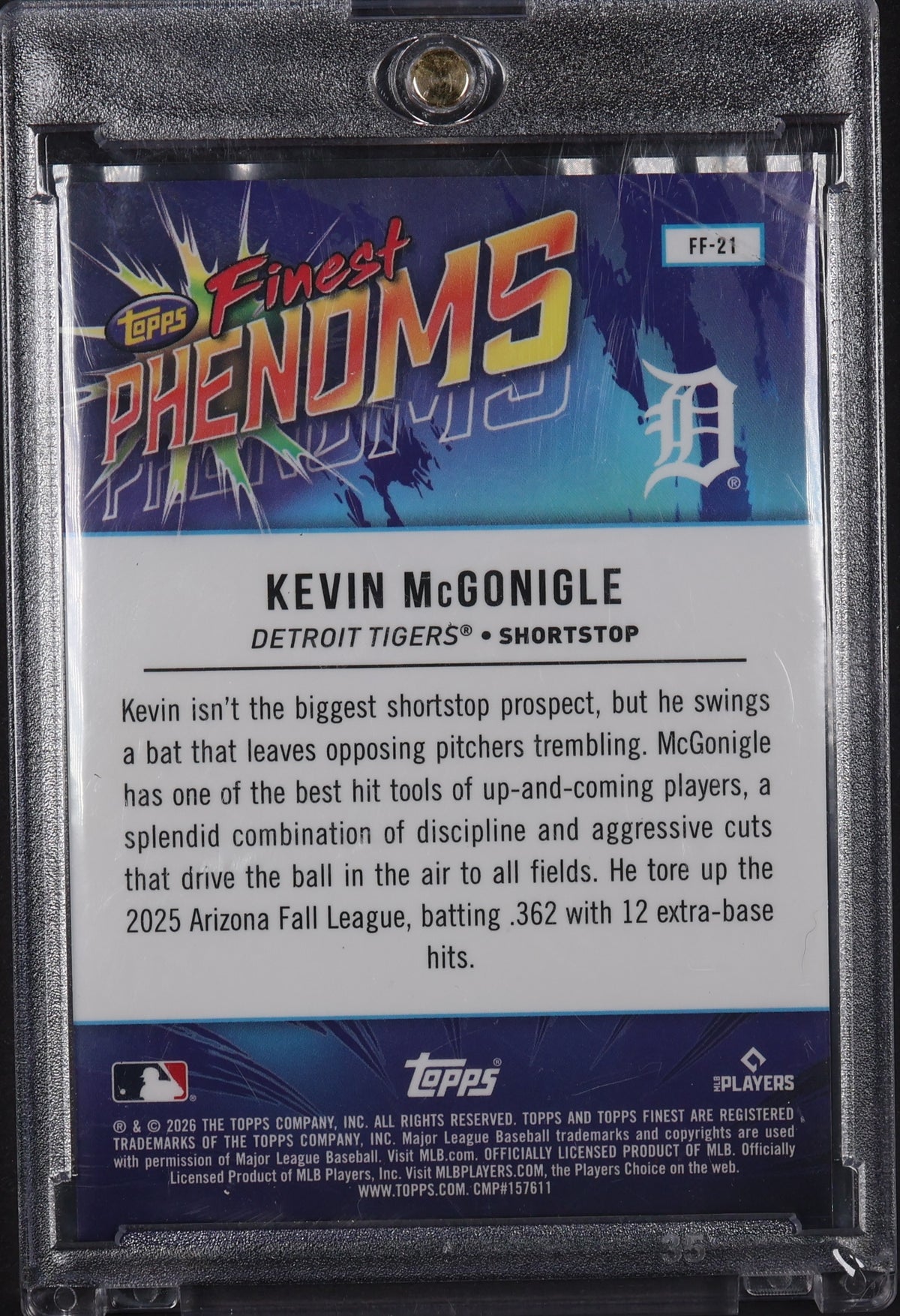 2026 Finest #FF-21 Kevin McGonigle Phenoms Orange Geometric Refractors #/25