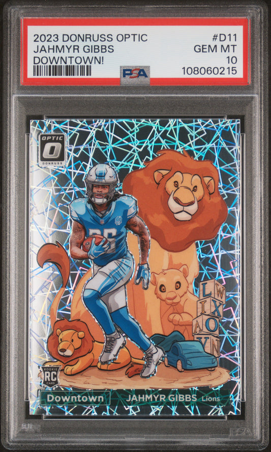 2023 Panini Donruss Optic Downtown! #D11 Jahmyr Gibbs PSA 10
