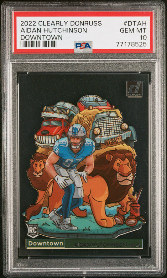 2022 Panini Clearly Donruss Downtown #DTAH Aidan Hutchinson Downtown PSA 10