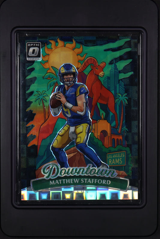 2025 Donruss Optic #6 Matthew Stafford Downtown Black Pandora #/25