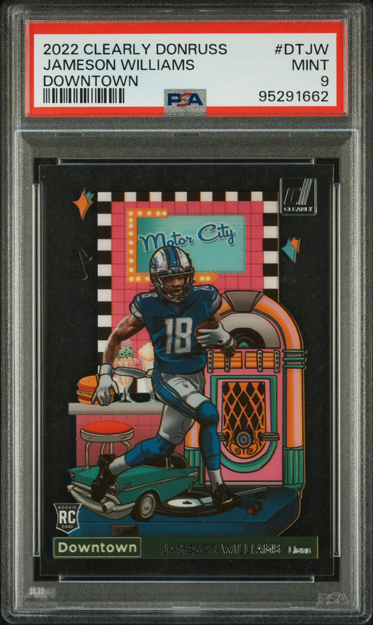 2022 Panini Clearly Donruss Downtown #DTJW Jameson Williams Downtown PSA 9
