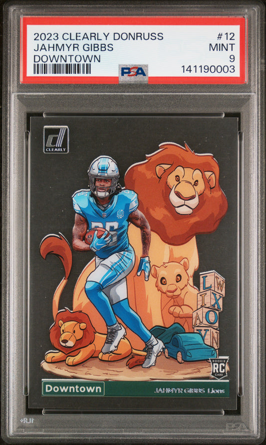 2023 Panini Clearly Donruss Downtown #12 Jahmyr Gibbs PSA 9