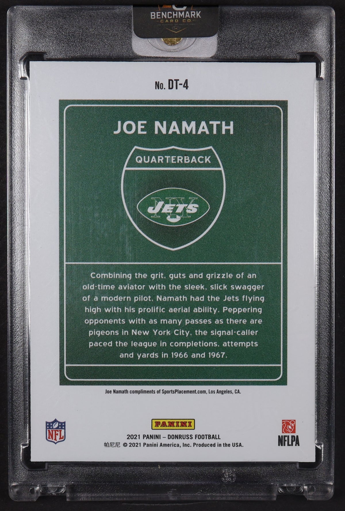 2021 Donruss #DT-4 Joe Namath Downtown