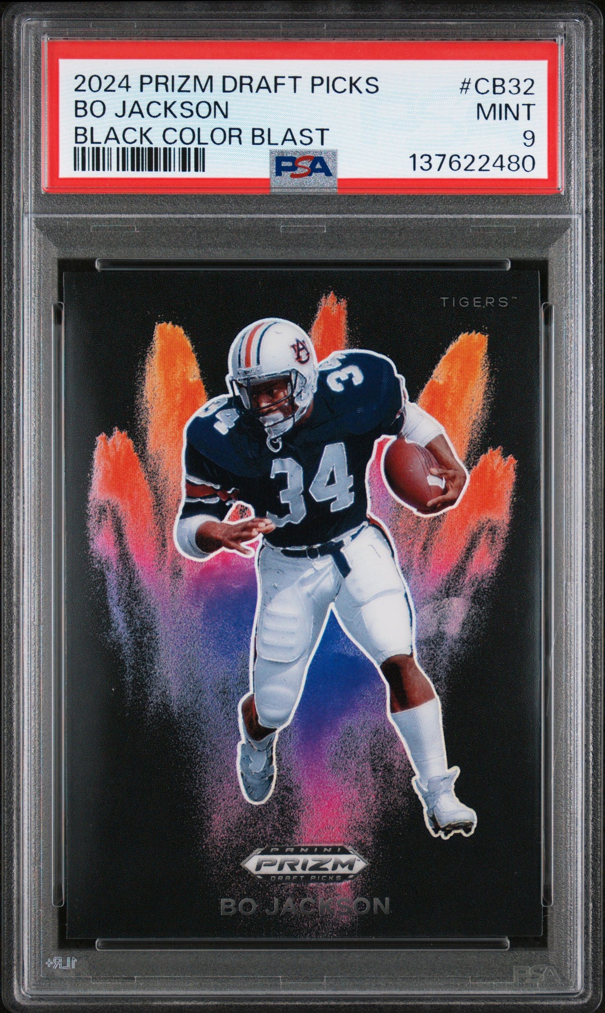 2024 Panini Prizm Draft Picks Black Color Blast #CB32 Bo Jackson PSA 9