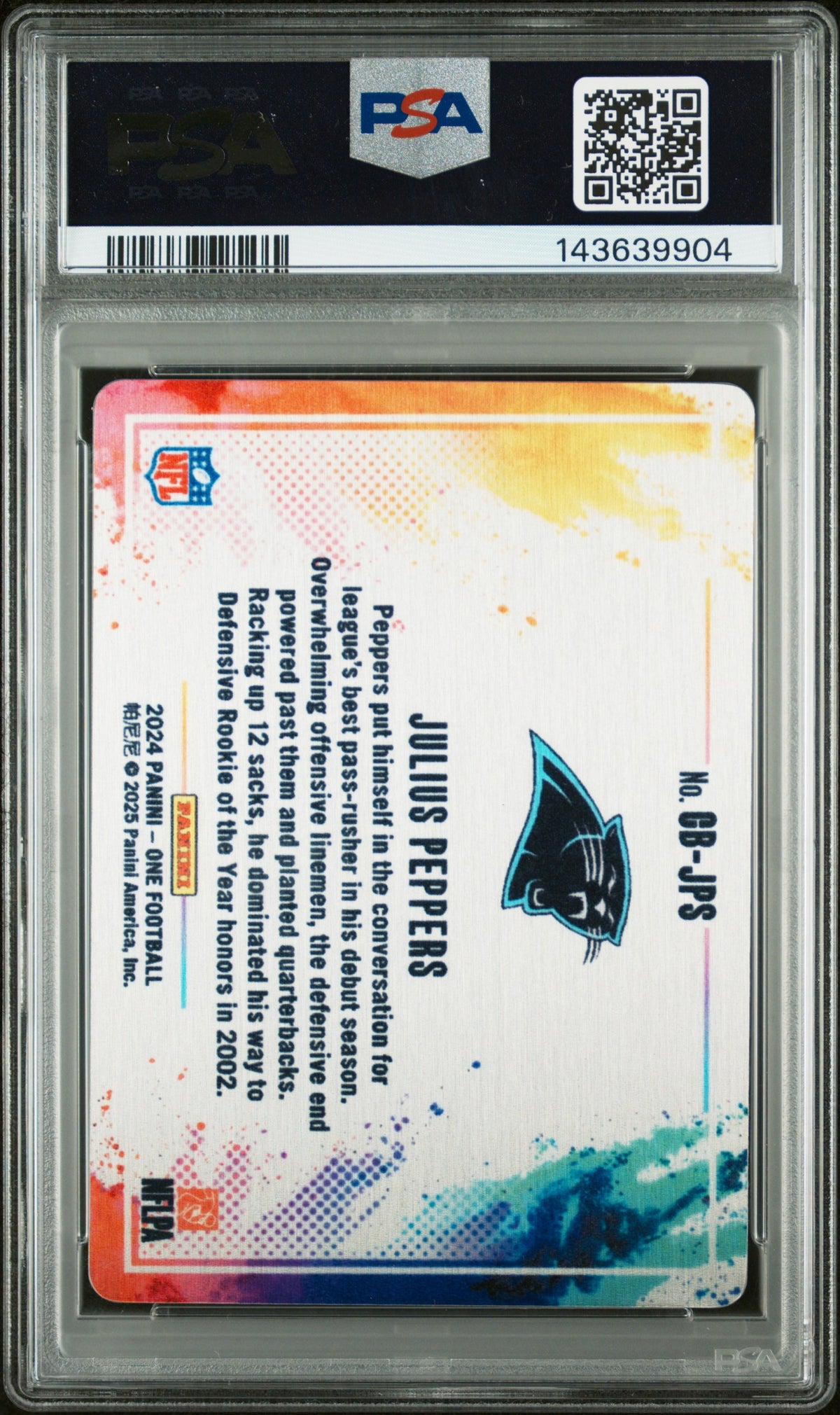 2024 Panini One Color Blast #CB-JPS Julius Peppers PSA 9
