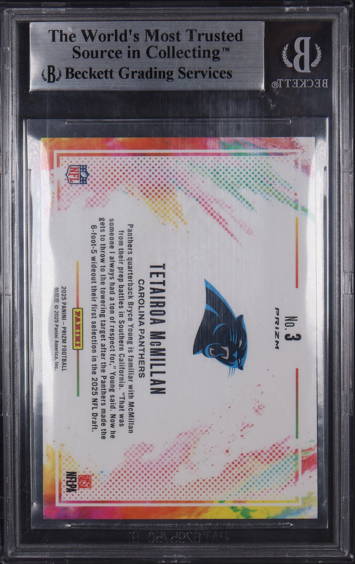 2025 Panini Prizm #3 Tetairoa McMillan Color Blast BGS 9