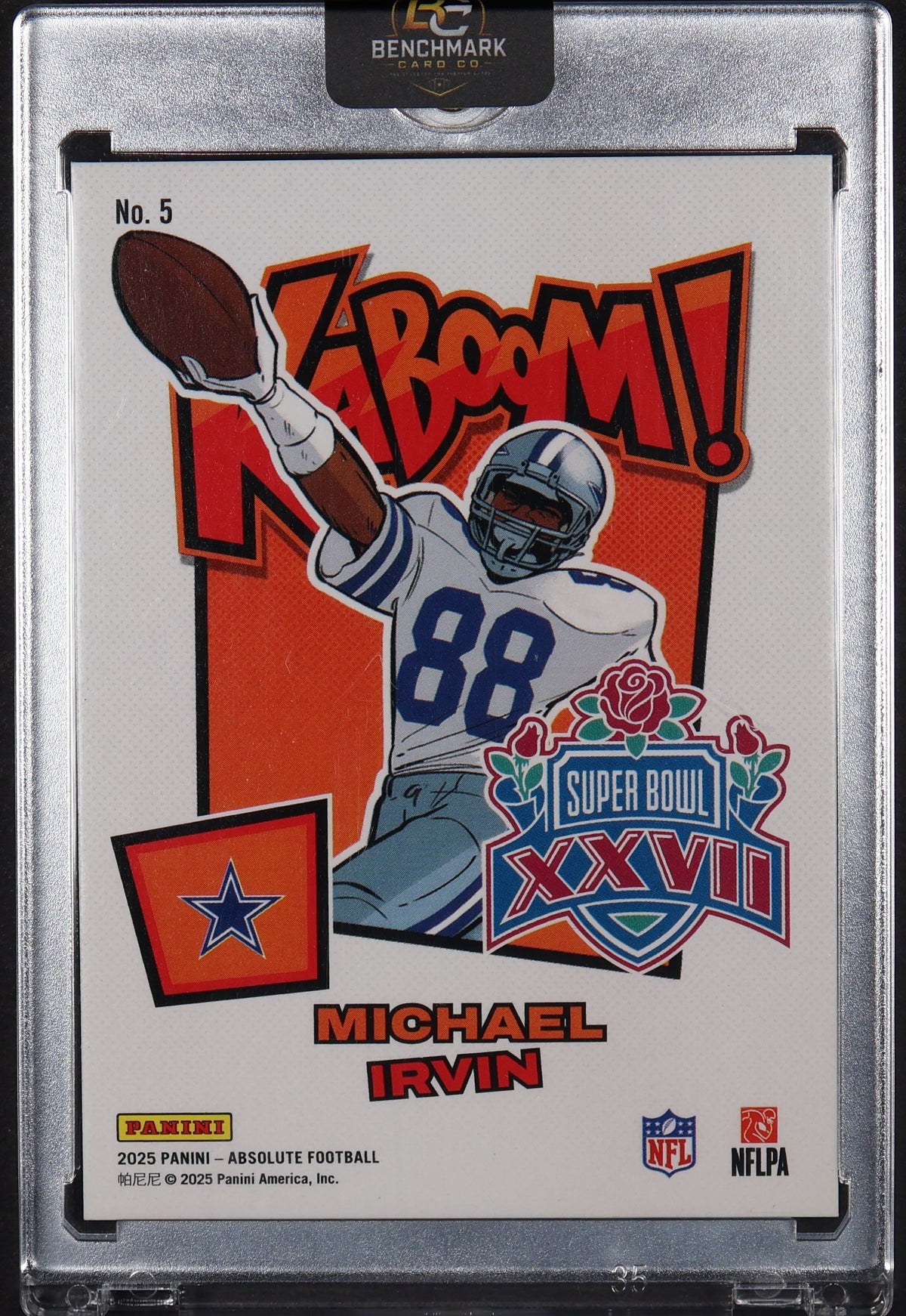 2025 Panini Absolute #5 Michael Irvin Kaboom! Super Bowl Vertical Gold #/10
