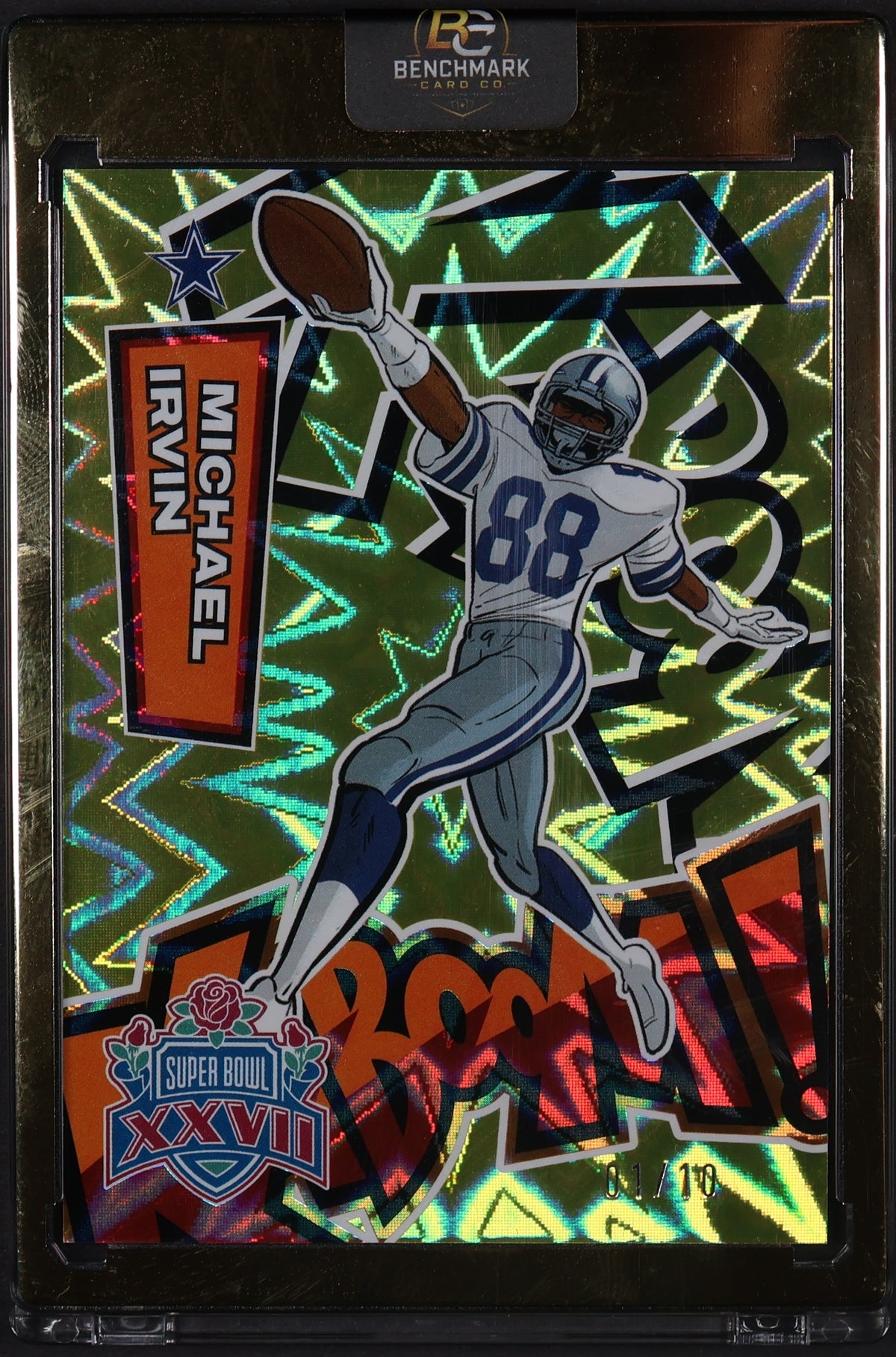 2025 Panini Absolute #5 Michael Irvin Kaboom! Super Bowl Vertical Gold #/10