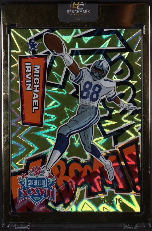 2025 Panini Absolute #5 Michael Irvin Kaboom! Super Bowl Vertical Gold #/10