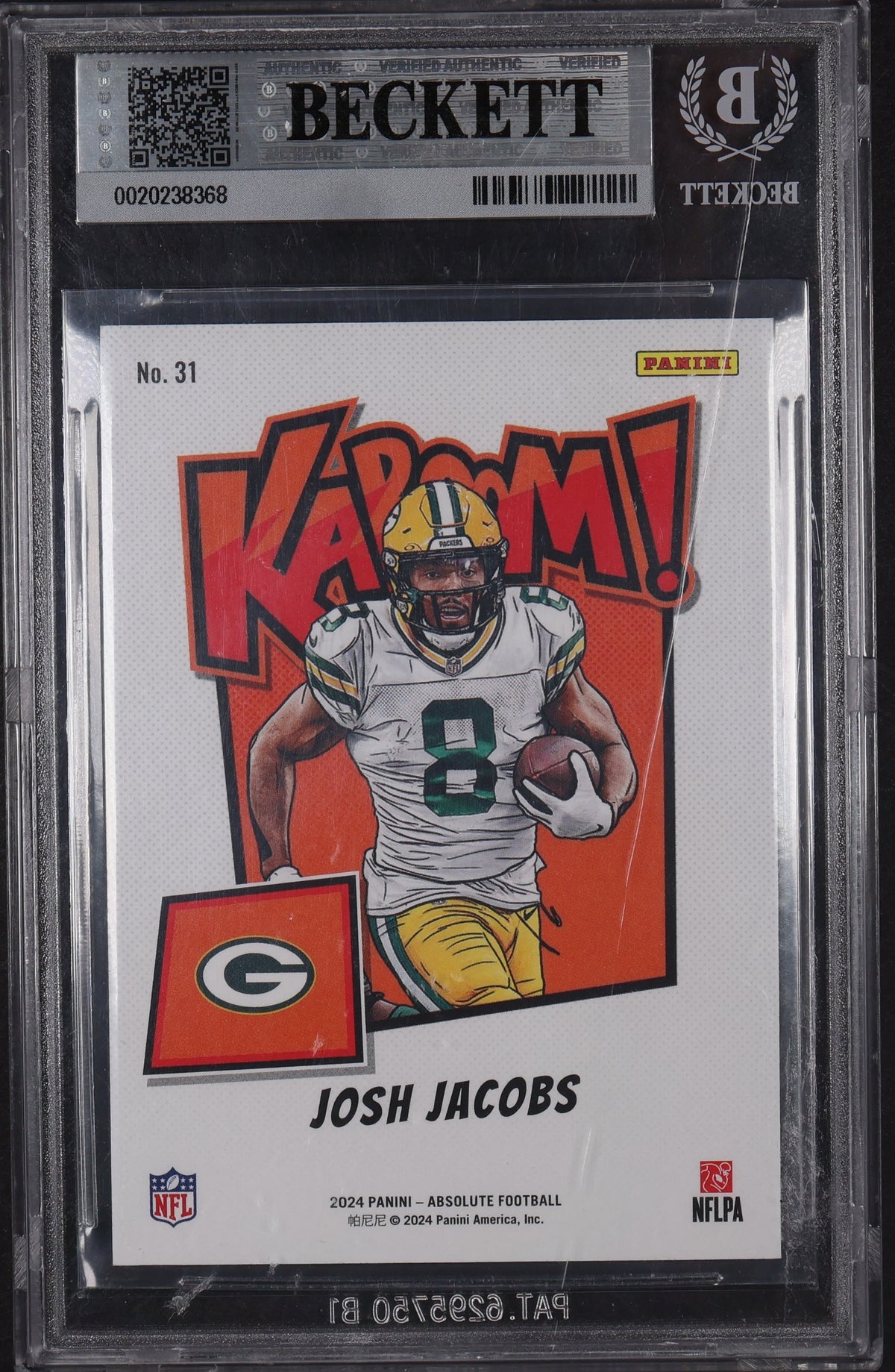 2024 Panini Absolute #31 Josh Jacobs Kaboom Vertical Gold BGS 9 #/10