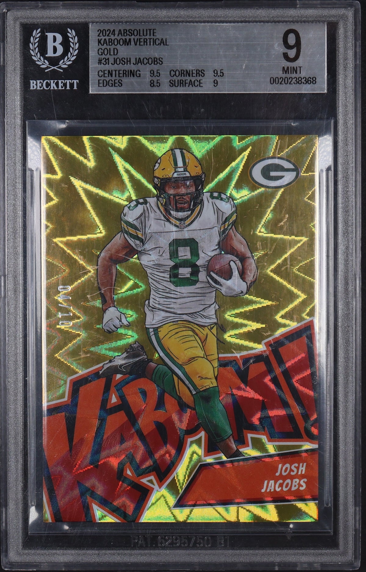 2024 Panini Absolute #31 Josh Jacobs Kaboom Vertical Gold BGS 9 #/10
