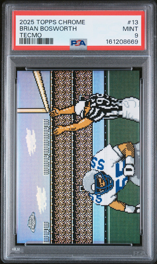 2025 Topps Chrome Tecmo #13 Brian Bosworth PSA 9