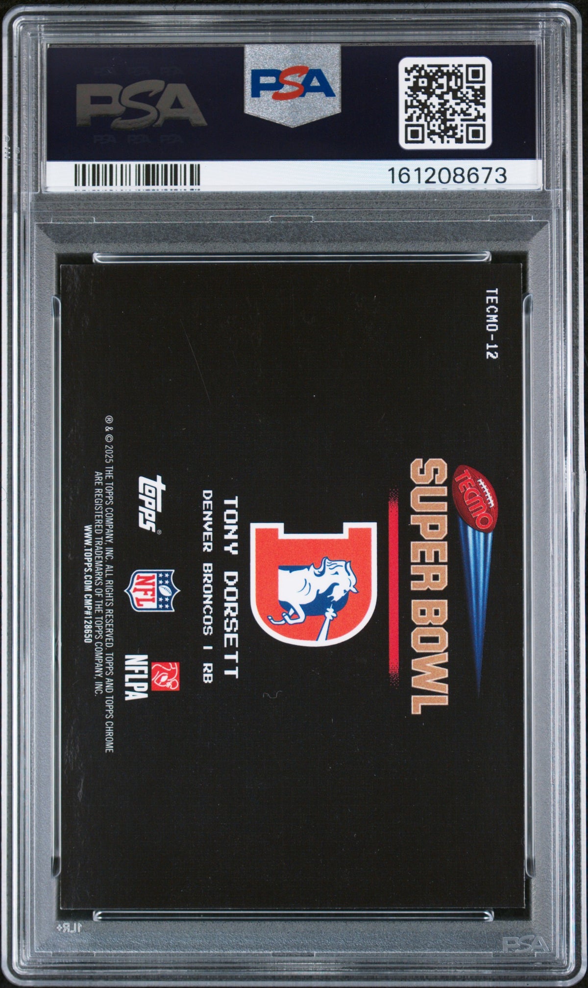 2025 Topps Chrome Tecmo #12 Tony Dorsett PSA 8