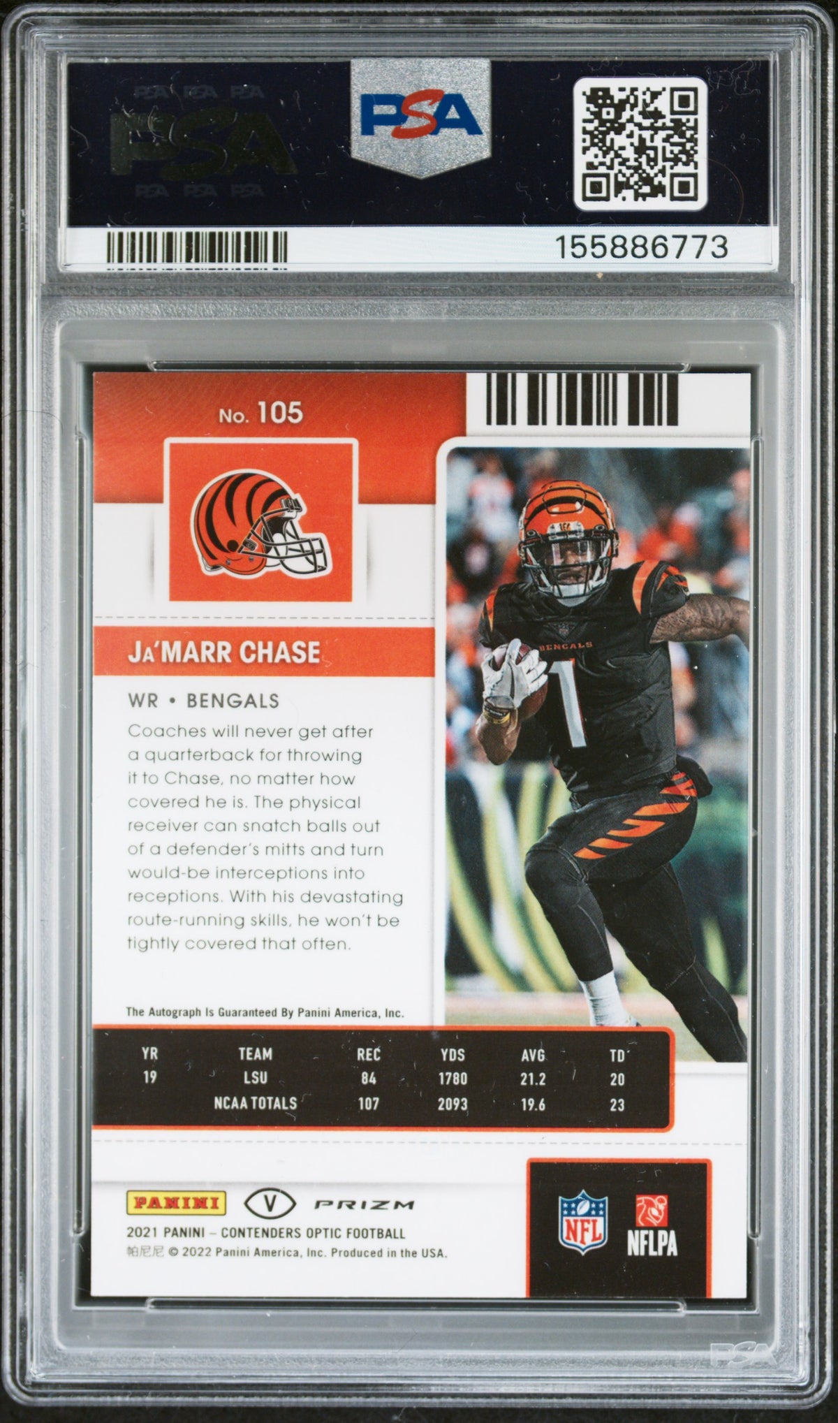 2021 Panini Contenders Optic #105 Ja'Marr Chase PSA 9