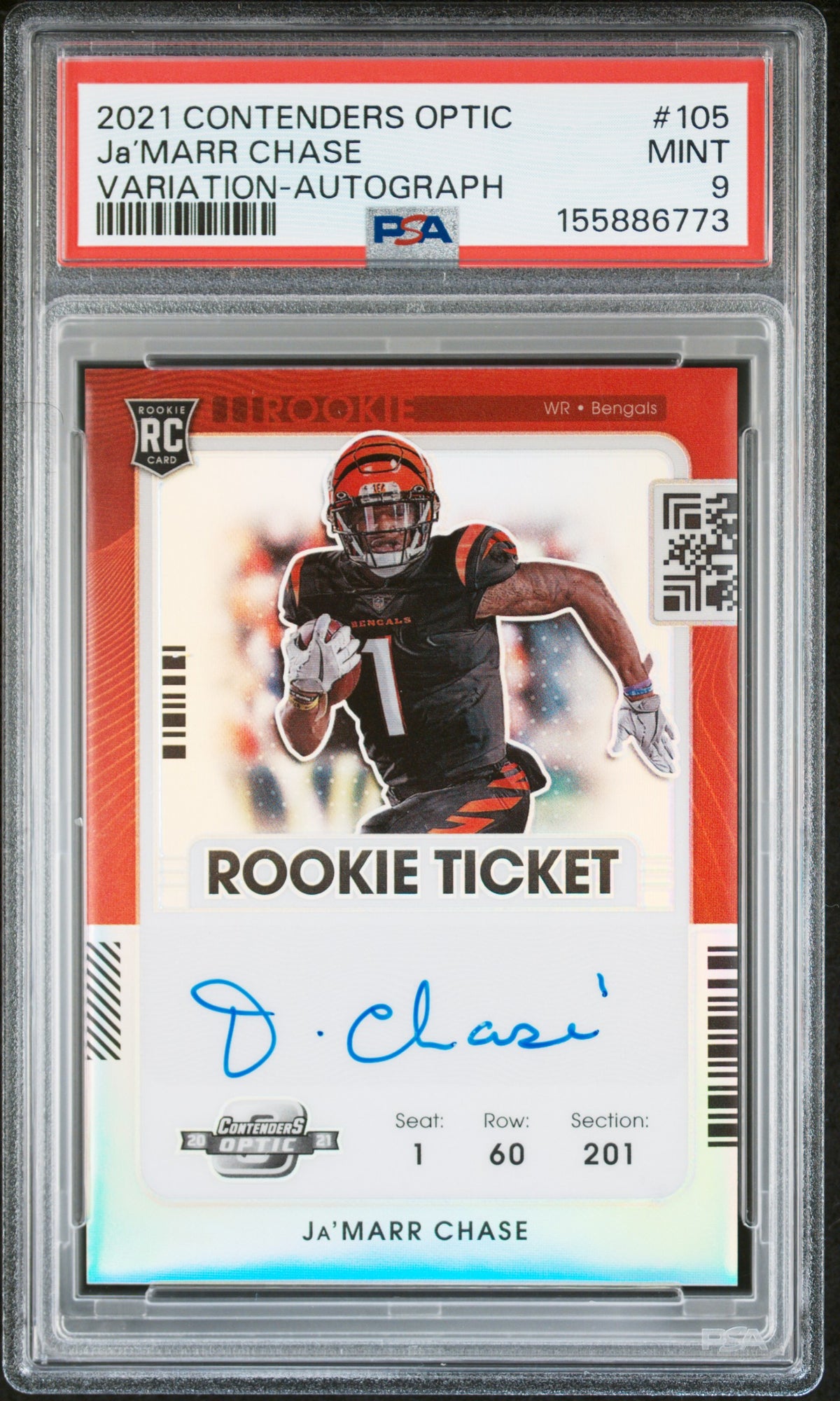 2021 Panini Contenders Optic #105 Ja'Marr Chase PSA 9