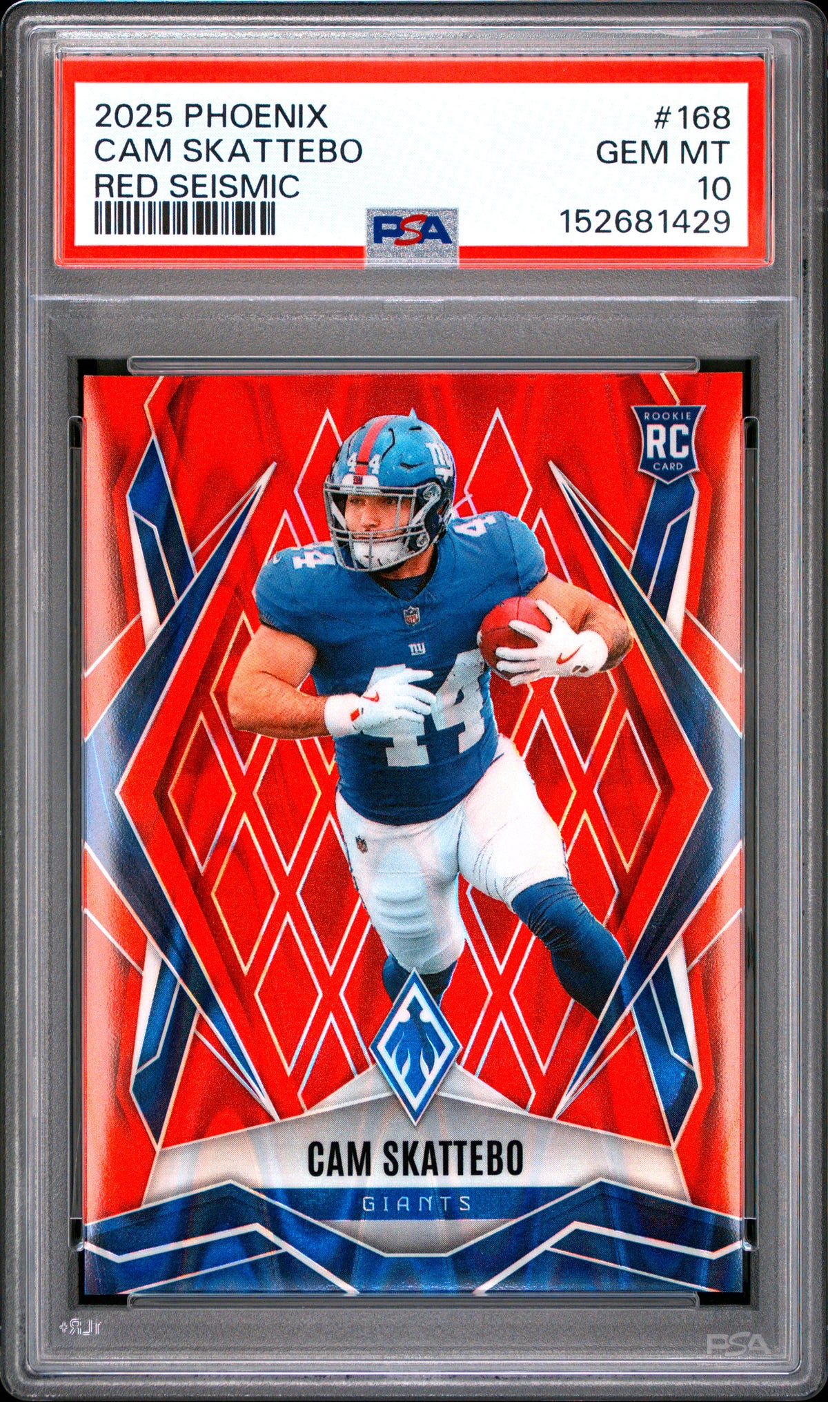2025 Panini Phoenix #168 Cam Skattebo Red Seismic PSA 10 #/99