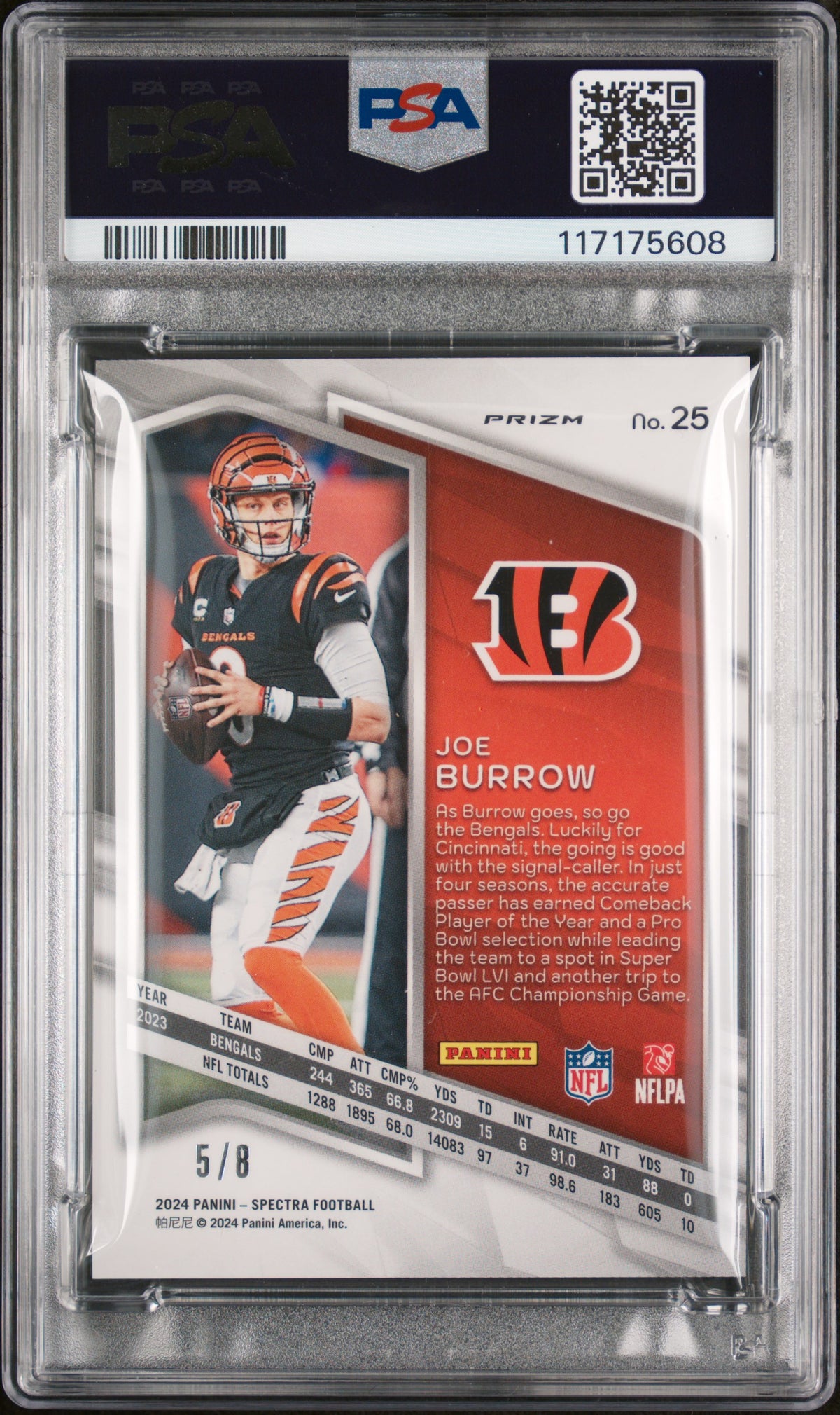 2024 Panini Spectra #25 Joe Burrow Neon Splatter PSA 9 #/8