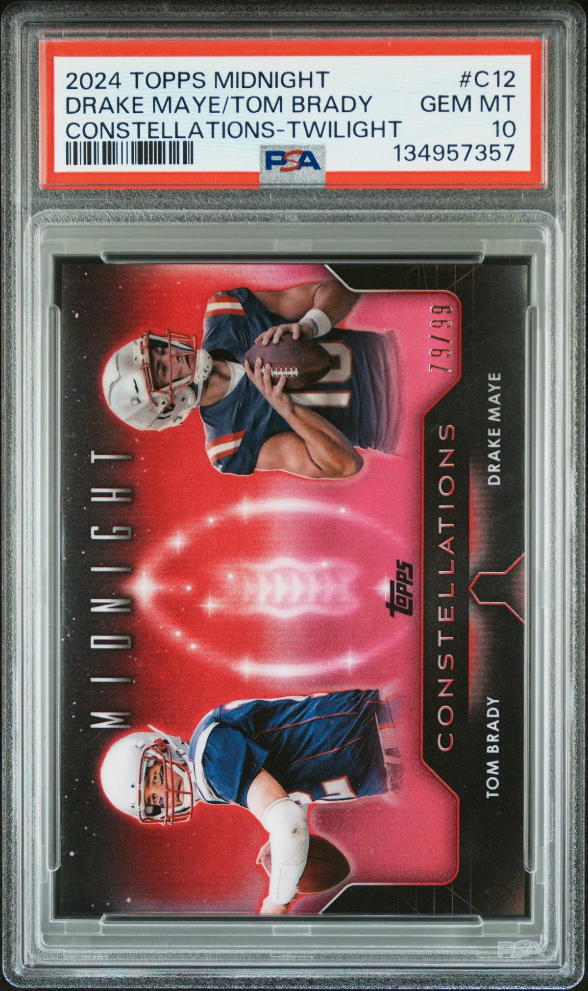 2024 Topps Midnight #C-12 Drake Maye / Tom Brady Constellations PSA 10 #/99