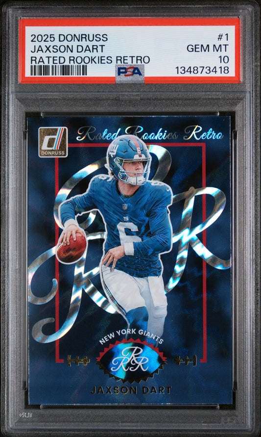 2025 Panini Donruss Rated Rookies Retro #1 Jaxson Dart PSA 10