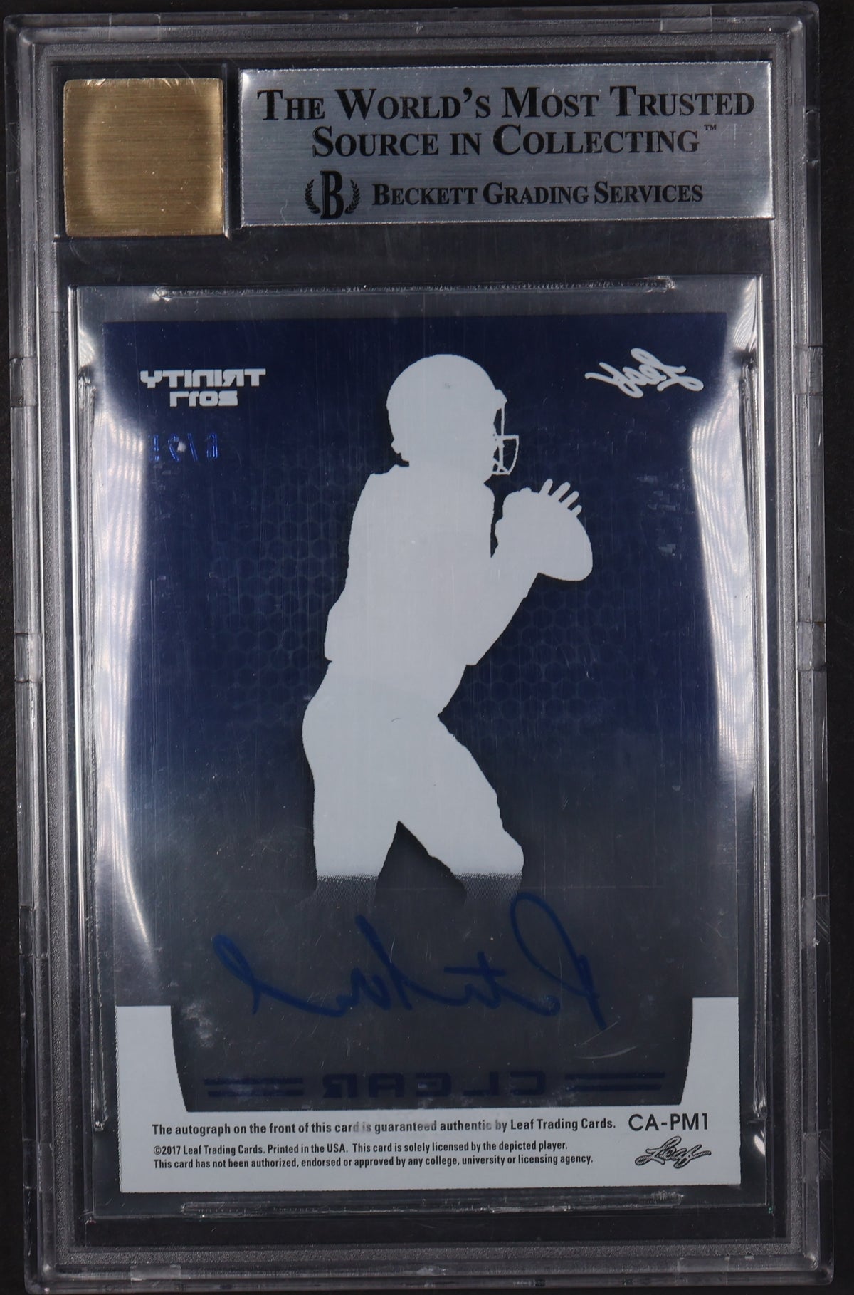 2017 Leaf Trinity - Clear Autographs Blue #CA-PM1 Patrick Mazeika BGS 9 #/25