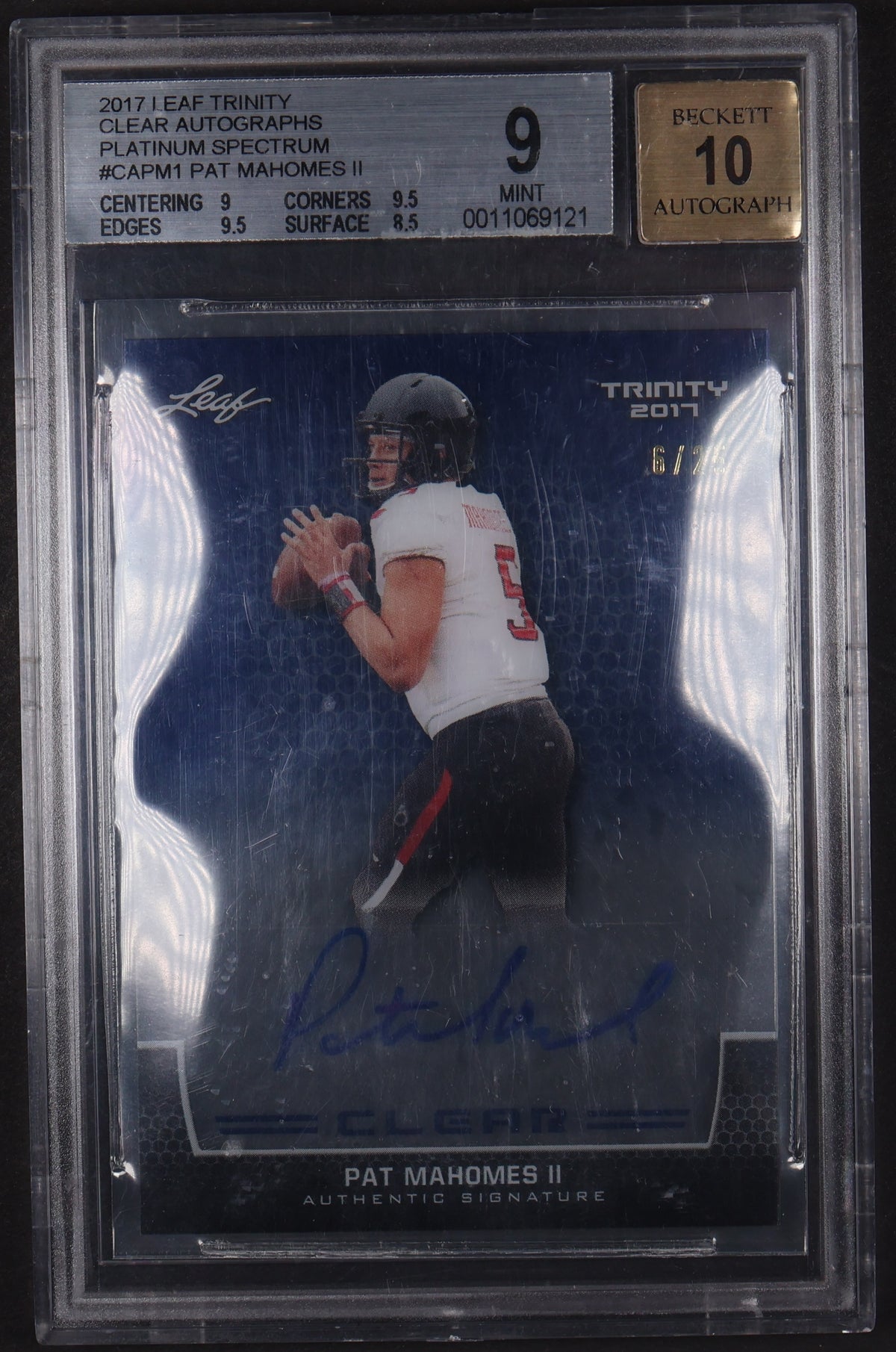 2017 Leaf Trinity - Clear Autographs Blue #CA-PM1 Patrick Mazeika BGS 9 #/25