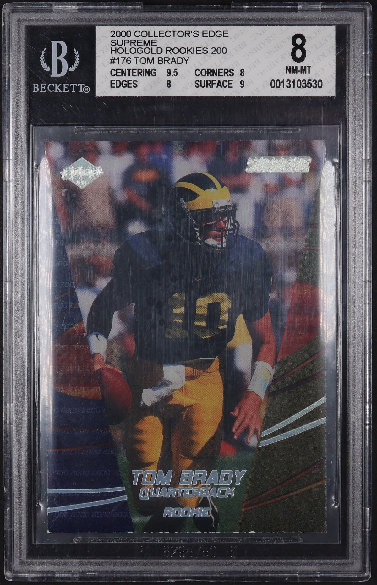2000 Collector's Edge Supreme #176 Tom Brady BGS 8 #/200