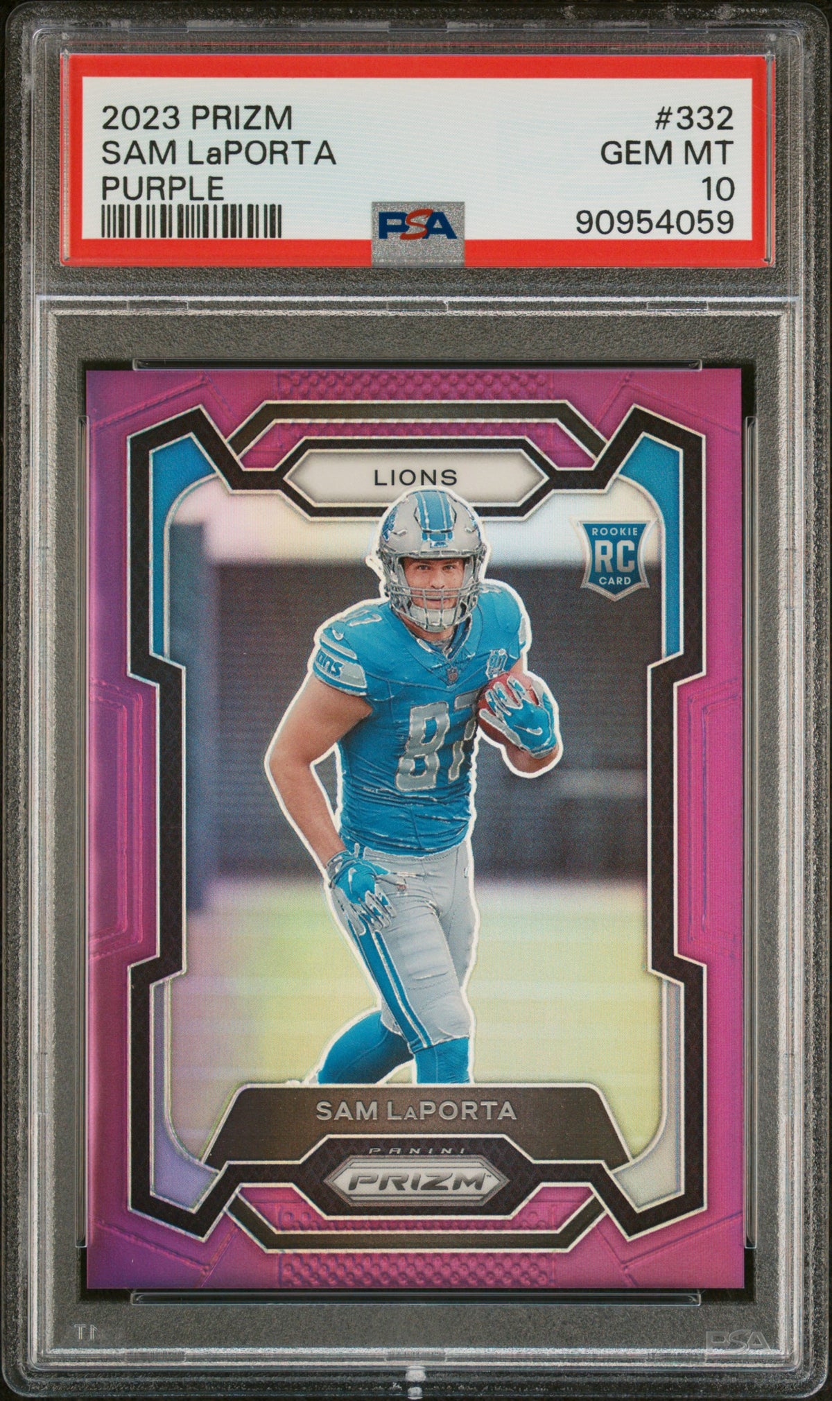 2023 Panini Prizm #332 Sam LaPorta Purple PSA 10 #/125