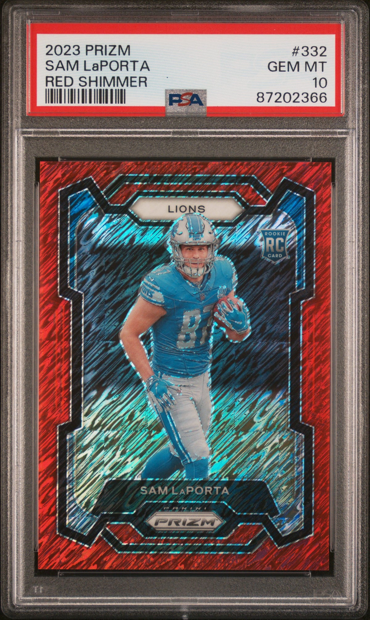2023 Panini Prizm #332 Sam Laporta Red Shimmer PSA 10 #/35