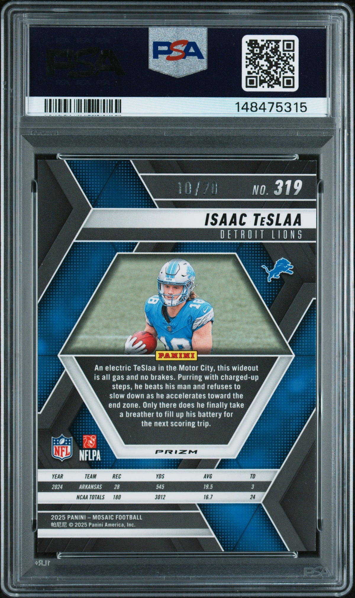 2025 Panini Mosaic #319 Isaac Teslaa Cherry Blossom Choice PSA 10 #/20