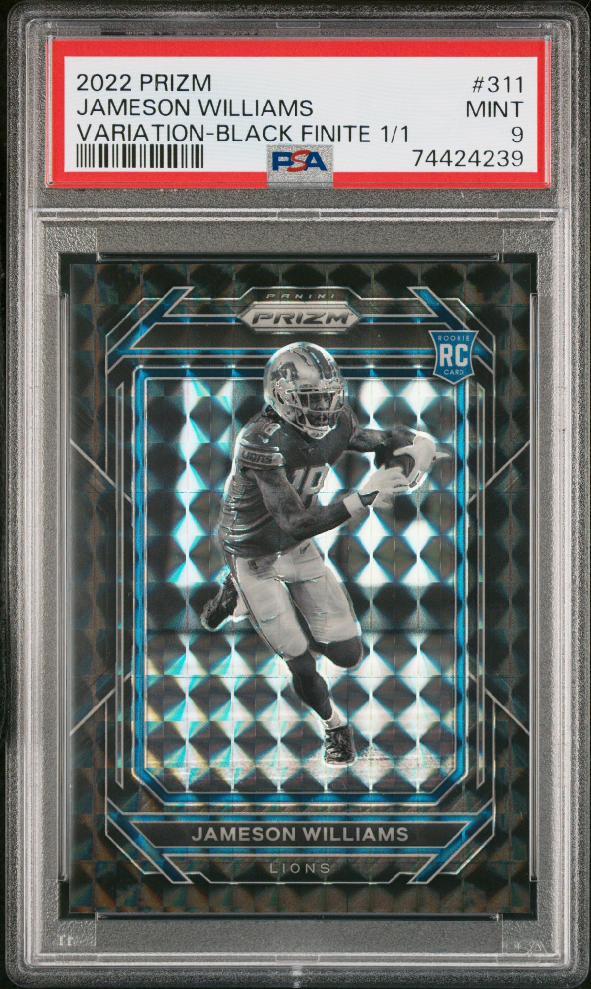 2022 Panini Prizm #311 Jameson Williams Variation-Black Finite 1/1 PSA 9 #/1