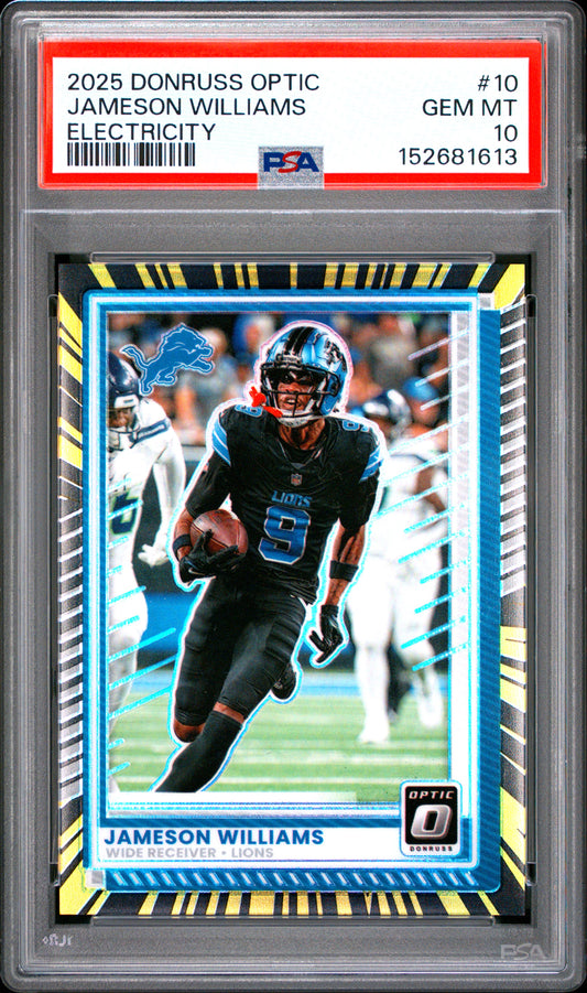 2025 Panini Donruss Optic #10 Jameson Williams Electricity PSA 10 #/75